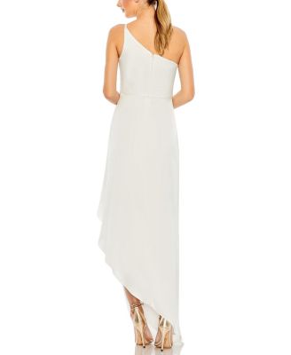One Shoulder Hi-Low Draped Charmeuse Dress