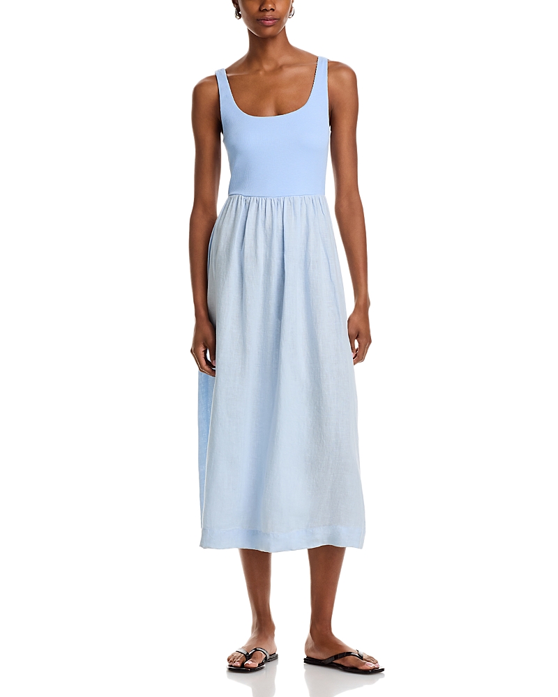 Bella Dahl Sleeveless Knit Combo Dress In Blue