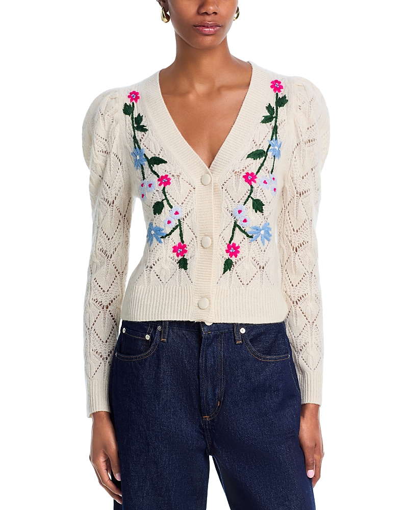 Aqua Embroidered Cashmere Cardigan - Exclusive