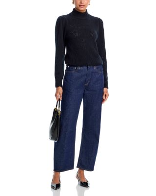 100% Cashmere Pointelle Mock Neck Sweater - Exclusive