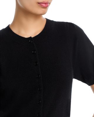 100% Cashmere Short Puff Sleeve Cardigan - Exclusive