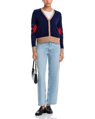 100% Cashmere Argyle Cardigan - Exclusive