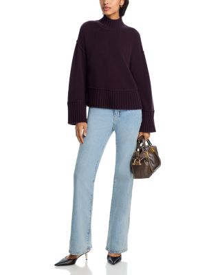 100% Cashmere Boxy Mock Neck Sweater - Exclusive