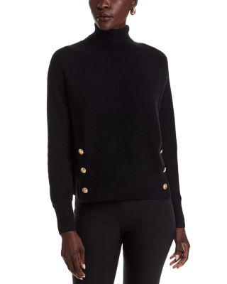 100% Cashmere Button Trim Turtleneck Sweater - Exclusive