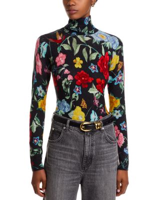 C by Bloomingdale's Cashmere - Printed Floral Turtleneck Sweater - Exclusive