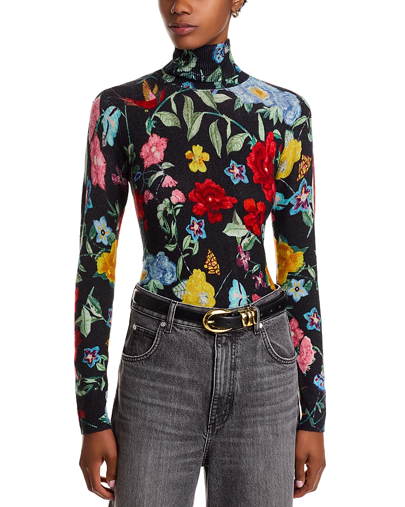 C By Bloomingdale's Cashmere Printed Floral Turtleneck Sweater - Exclusive In Multi