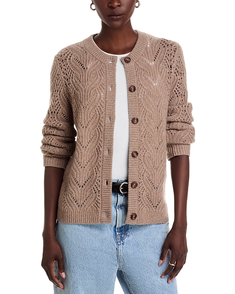 C By Bloomingdale's Cashmere Pointelle Cardigan - Exclusive In Brown