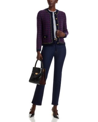 100% Cashmere Tweed Crewneck Cardigan - Exclusive