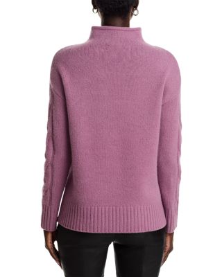 100% Cashmere Mock Neck Cable Sweater - Exclusive