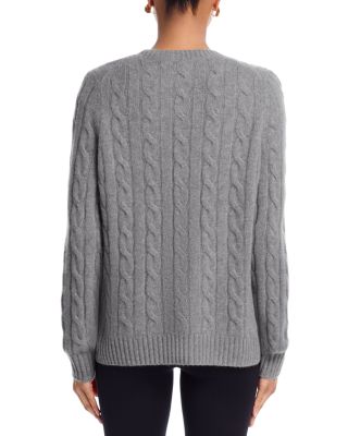 100% Cashmere Cable Knit Crewneck Sweater - Exclusive