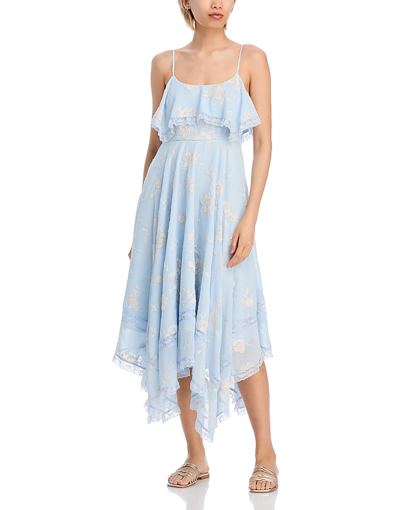 Aqua X Ava Phillippe Ema Floral Chiffon Maxi Dress - Exclusive In Blue