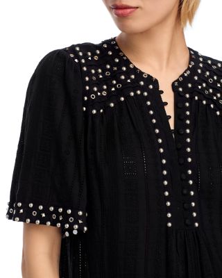 Studded Pintuck Mini Dress - Exclusive