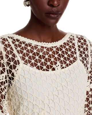 Crochet Boat Neck Bell Sleeve Dress - Exclusive