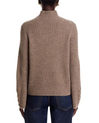 100% Cashmere Rib Knit Bell Sleeve Turtleneck Sweater - Exclusive