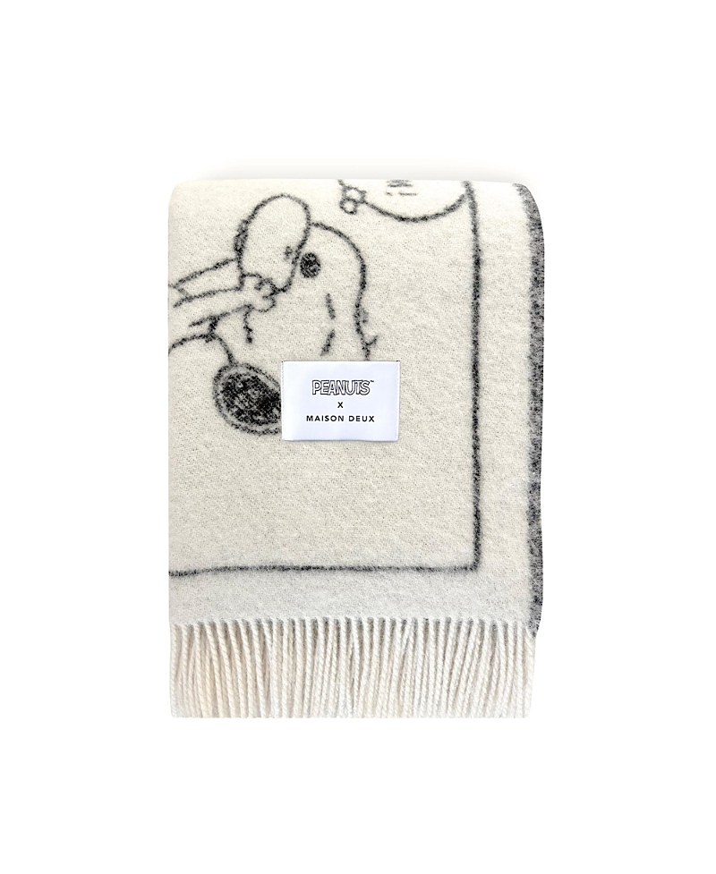 Maison Deux Peanuts Comic Strip Wool Throw Blanket