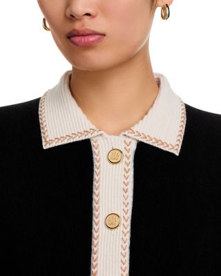 100% Cashmere Contrast Trim Cardigan - Exclusive