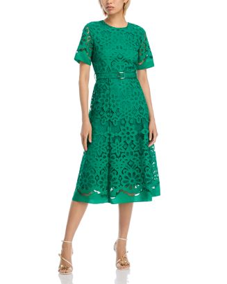 chinese dress ladies Lace Applique Midi Dress  Elie Tahari