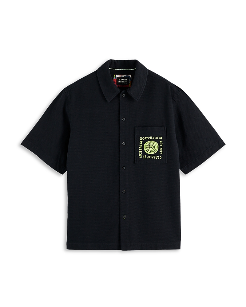 Scotch & Soda Structured Short Sleeve Shirt In Black