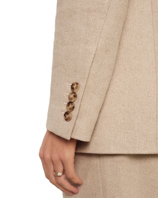 Petite Double Breasted Linen Suit Blazer