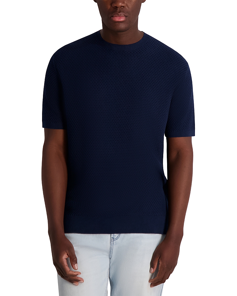 Karl Lagerfeld Kl Monogram Knitted Polo Shirt In Black