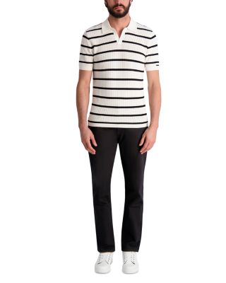 Striped Open Collar Polo Shirt