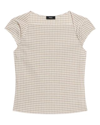 Draped Cap Sleeve Crinkle Top