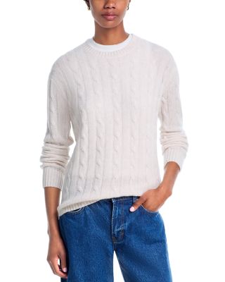 100% Cashmere Cable Knit Crewneck Sweater - Exclusive
