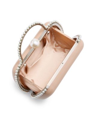 Imitation Pearl Trim Minaudiere Box Clutch - Exclusive