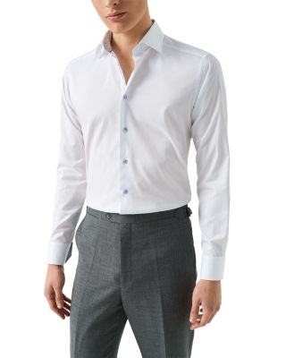 Contemporary Fit Twill Shirt with Geometric Details