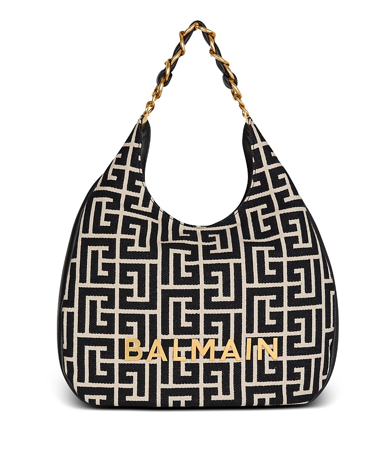 Balmain 1945 Soft Hobo Monogrammed Jacquard Tote Bag