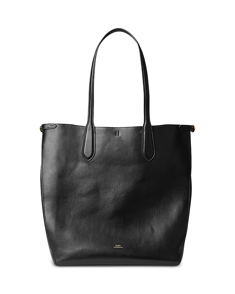 Polo Ralph Lauren Bellport Leather North-south Tote Bag In Black
