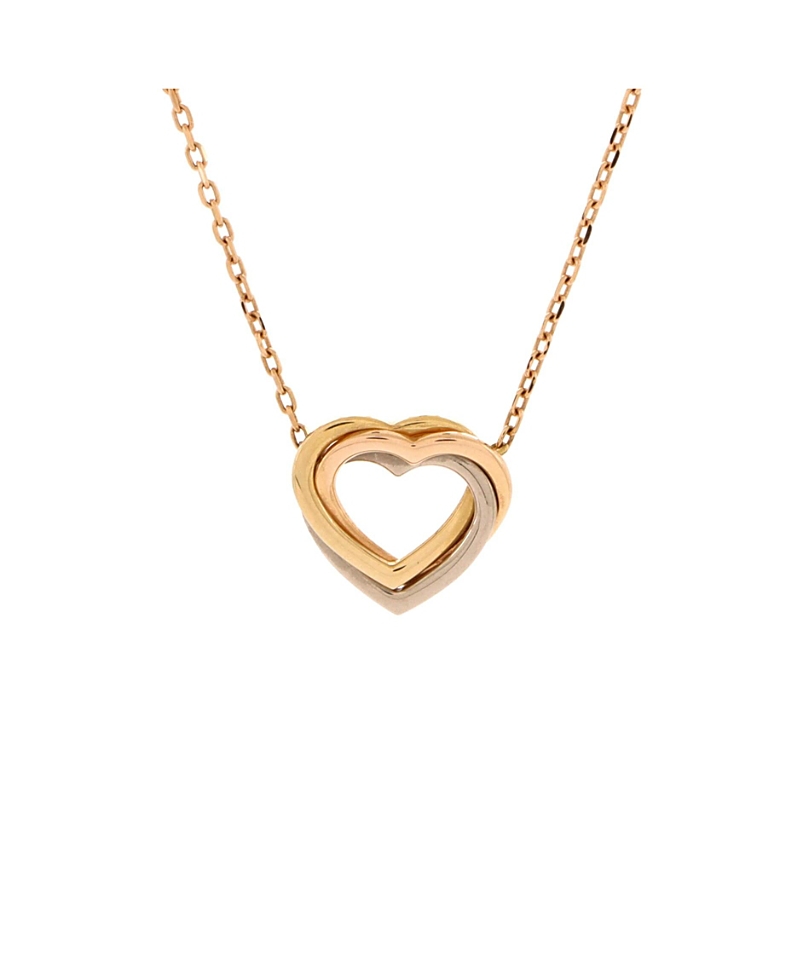 Pre-owned Pre-owned Cartier Cartier Trinity Heart Pendant Necklace 18k Tricolor Gold