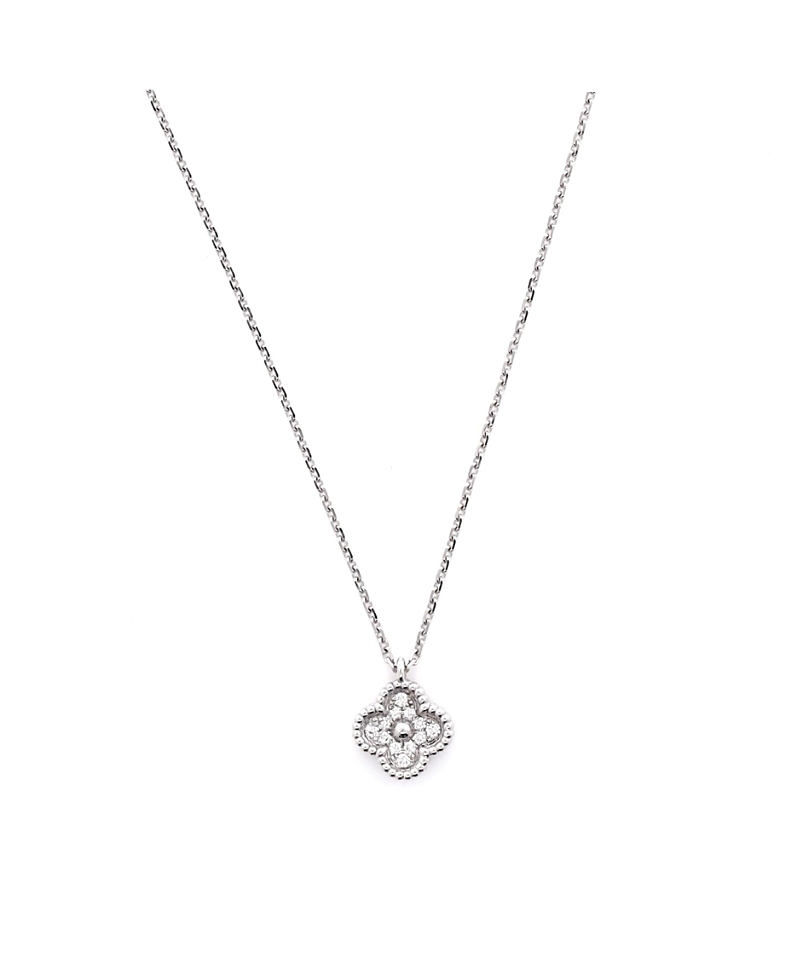 Pre-owned Pre-owned Van Cleef & Arpels Van Cleef & Arpels Sweet Alhambra Pendant Necklace 18k White Gold With Diamonds