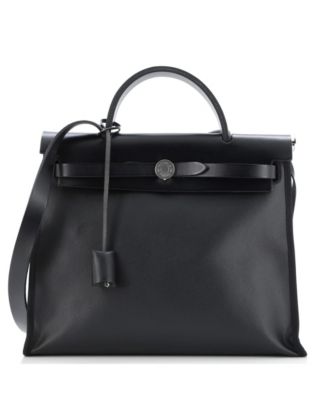 Pre-Owned HERMÈS - 31 Herbag Zip Berline Vache Canvas and Leather