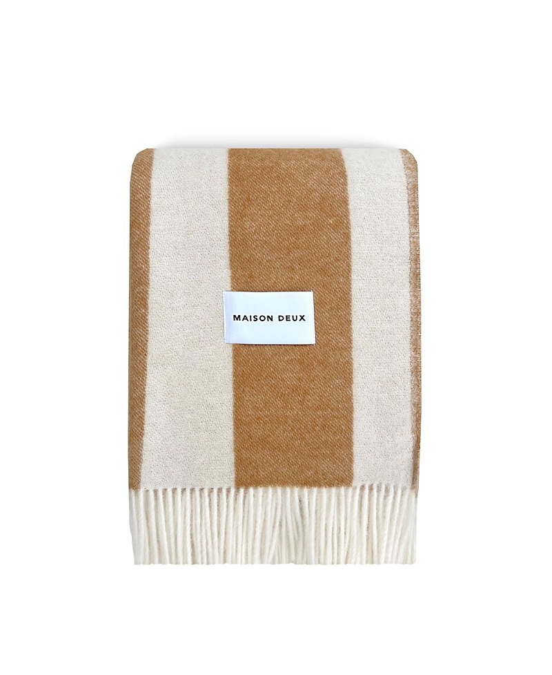 Maison Deux Rough Stripe Agave Blanket, 4.25' X 6.5'