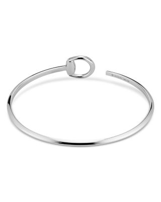 18K White Gold Diamond Horsebit Bangle Bracelet