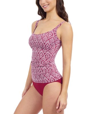 Plume Square Neck D Cup Tankini &amp; Tutti Fruitti Shirred High Waist Bottom