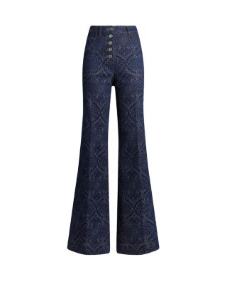 Paisley Bootcut Jeans in Dark Blue