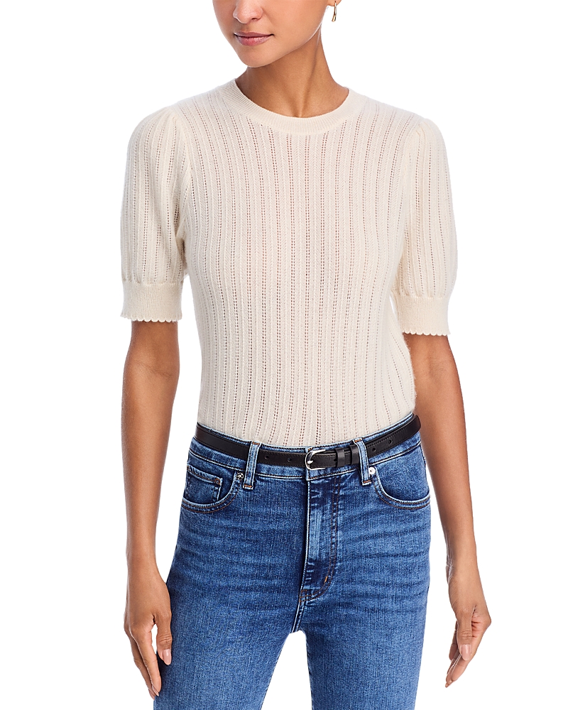 Frame The Ladder Cashmere Pointelle Sweater In White