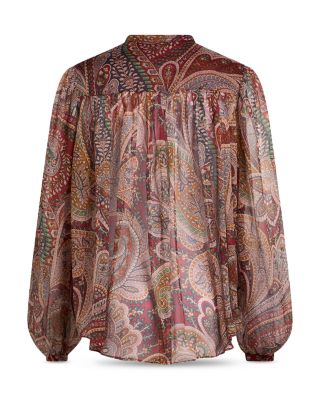 Silk Printed Blouson Sleeve Blouse