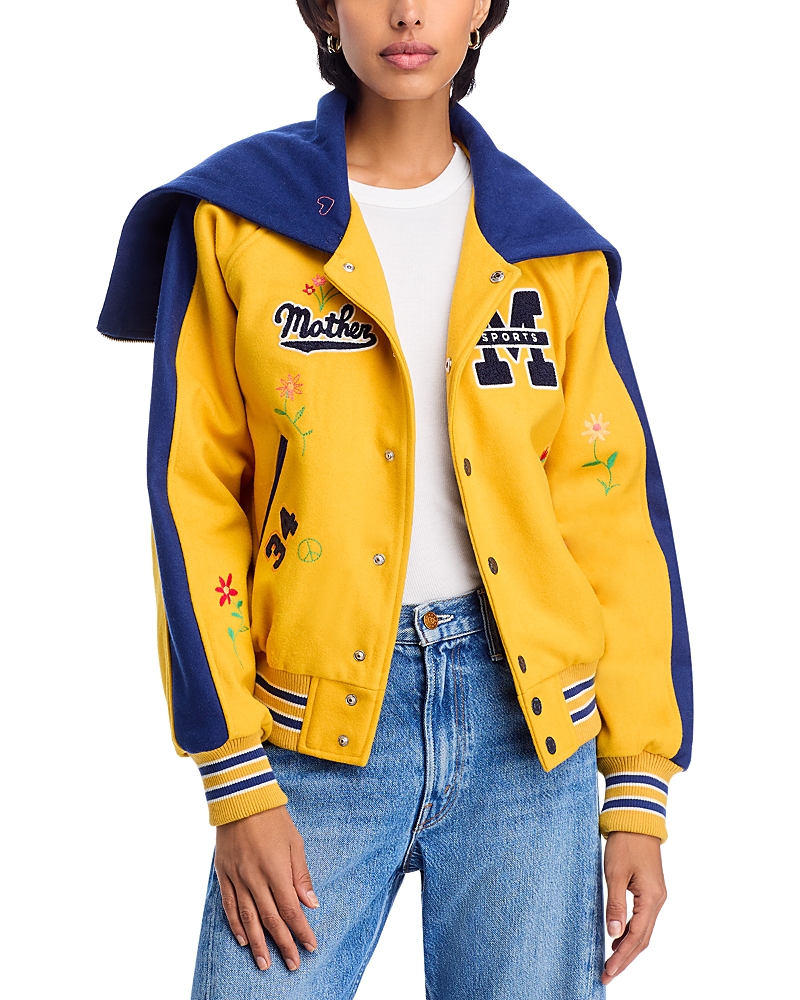 Mother The Split Hood Team Spirit Drop Out Jacket In Yellow