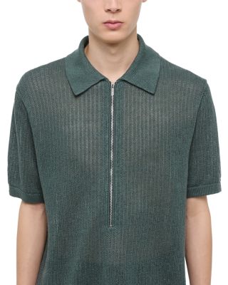 Regular Fit Half Zip Linen Polo Sweater