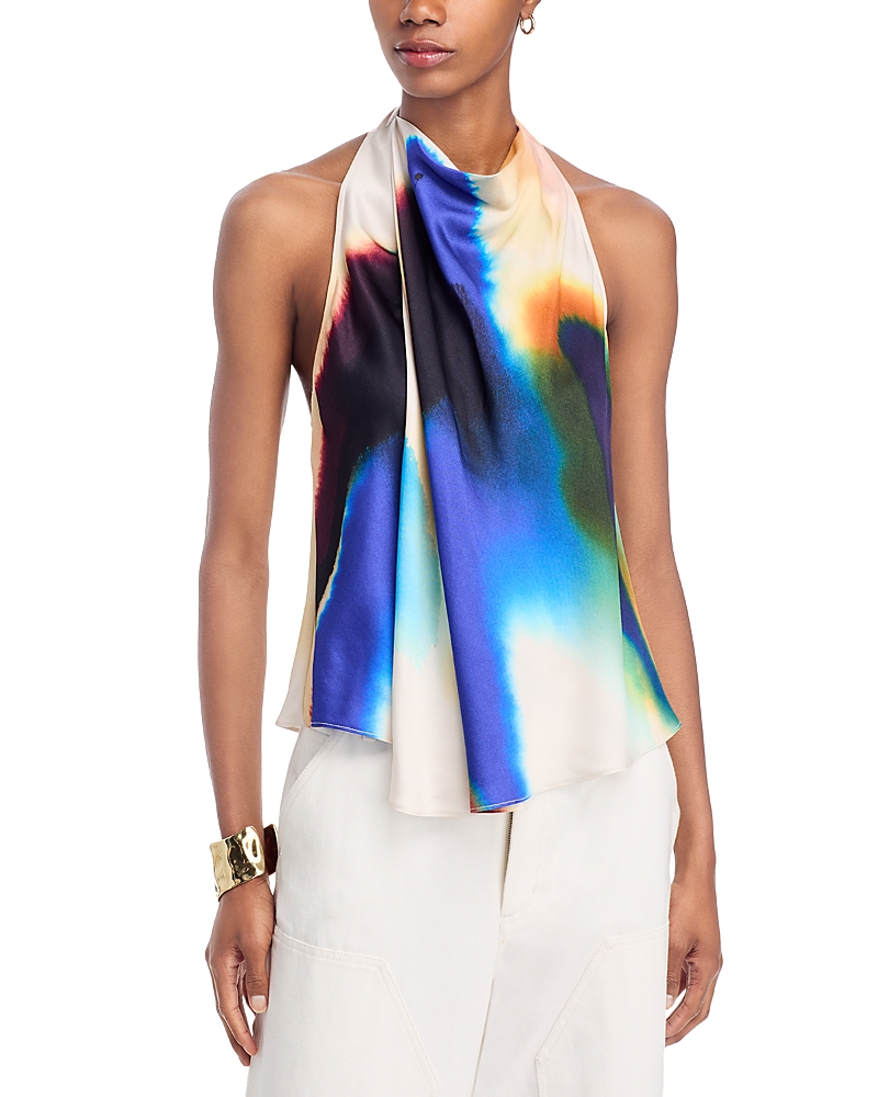 A.l.c A. L.c. Ada Printed Cowlneck Top In Blue