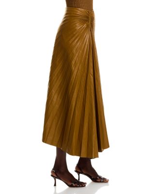 Tracy Asymmetric Pleated Vegan Leather Skirt