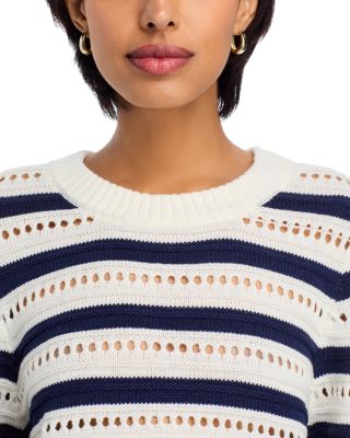 Stripe Pointelle Crewneck Sweater - Exclusive