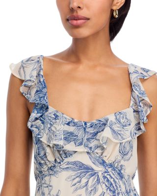 Floral Toile Ruffle Midi Dress - Exclusive