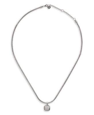 Sterling Silver Diamond Pav&eacute; Carved Chain Necklace, 16-18"