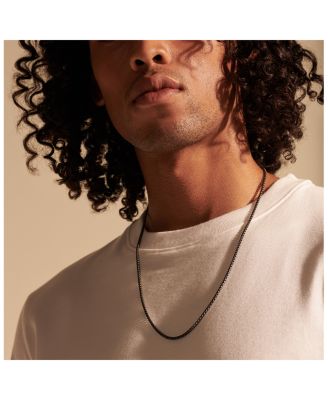 Sterling Silver with Satin Matte Black Rhodium Classic Chain Necklace, 26"