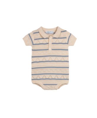Boys' Pointelle Striped Knit Romper - Baby