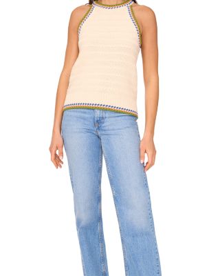 Pointelle Halter Tank Top